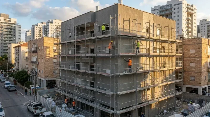 שיפוץ חזית בניין עם שליכט וצביעה חיצונית בביצוע מאור אחזקות