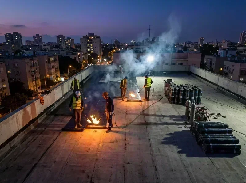 איטום גג בניין מגורים ביריעות ביטומניות